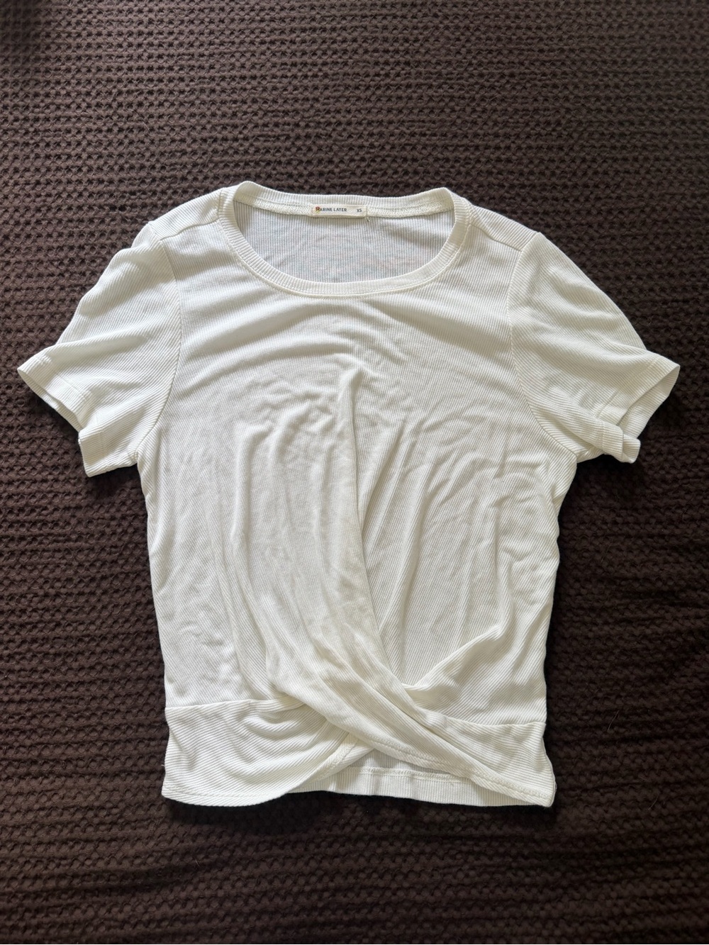 Women’s White Twist-Front Short Sleeve Top